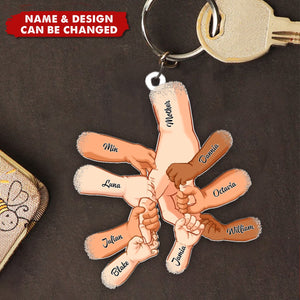 Hand In Hand With Color - Gift For Mom, Mother, Grandma, Dad, Father, Grandpa - Personalized Acrylic Keychain