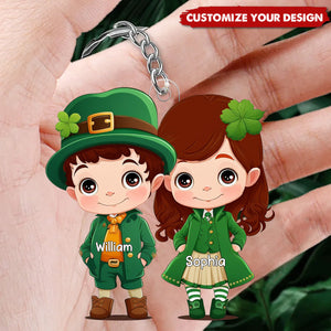 Cute St Patrick's Couple - Personalized Acrylic Keychain