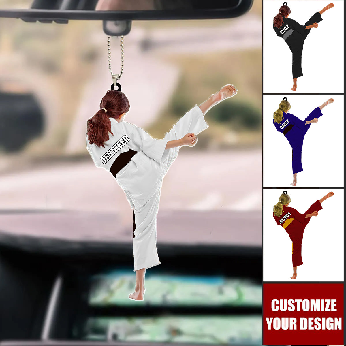 Taekwondo Uniform - Personalized Acrylic Car Ornament, Gift For Taekwondo Lover