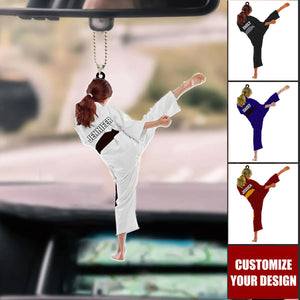 Taekwondo Uniform - Personalized Acrylic Car Ornament, Gift For Taekwondo Lover