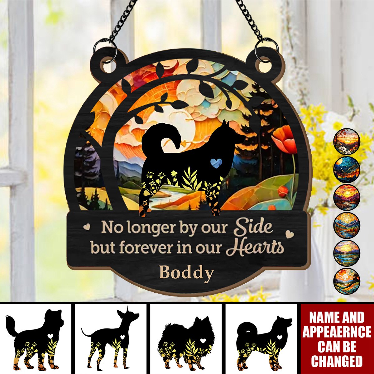 You Left Paw Prints On Our Hearts - Memorial Personalized Window Hanging Suncatcher Ornament