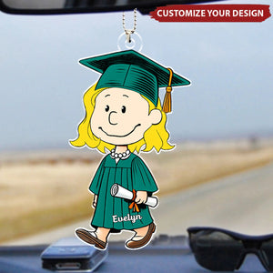 Graduation Cap And Gown - Personalized Acrylic Car Ornament, Gift For Graduate