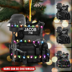 Swat Police Bulletproof Gun 2 Sided Personalized Christmas Ornament