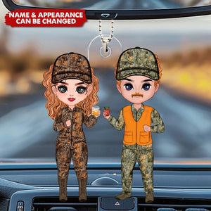 Hunting Partners For Life Couple Drinking - Personalized Acrylic Car Ornament