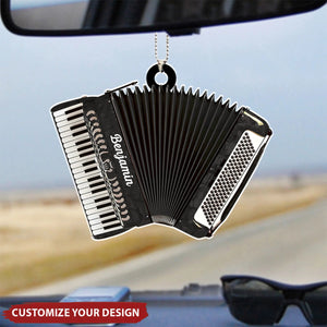 Classic Accordion - Personalized Acrylic Car Ornament, Gift for Musician, Accordion Lover