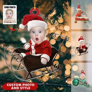 Custom Photo Santa Baby - Family Personalized Custom Ornament - Acrylic Custom Shaped - Christmas Gift For Baby Kids, Newborn Baby