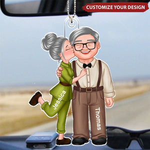 Happy Couple Annoying Each Other - Personalized Acrylic Car Ornament