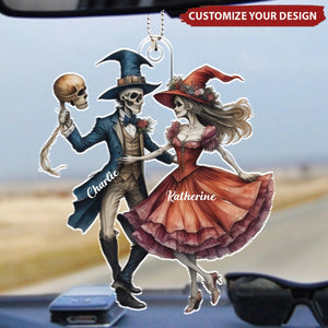 Witch Skeleton Couple - Personalized Acrylic Car Ornament