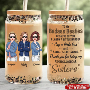 I Smile A Lot More - Bestie Personalized Custom Glass Cup, Iced Coffee Cup - Gift For Best Friends, BFF, Sisters