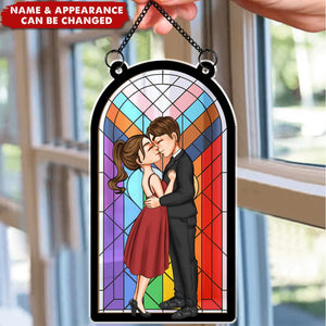 Door Couple Love Pride Month - Personalized Window Hanging Suncatcher Ornament