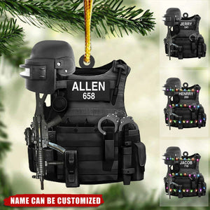 Swat Police Bulletproof Gun 2 Sided Personalized Christmas Ornament