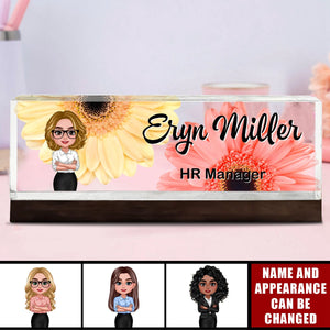 Woman Office Personalized Acrylic Desk Name Plate, Office Desk Decor, Gift For Colleagues, Coworkers, Boss