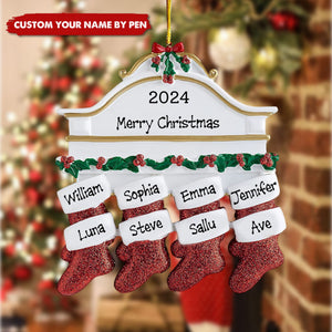 Resin Christmas Socks Family Nameplate Handwritten Christmas Ornament