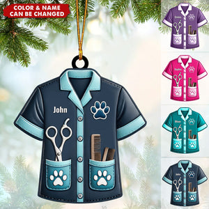 Personalized Pet Groomer Uniform Christmas Acrylic Ornament