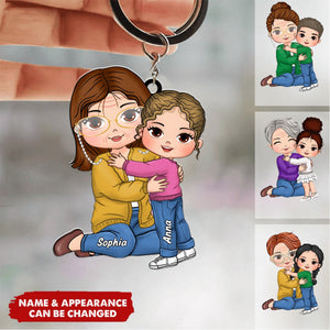 Personalized Gift For Granddaughter Hug Keychain