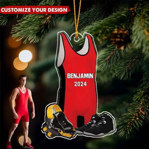 Wrestling Helmet - Personalized Acrylic Christmas Ornament