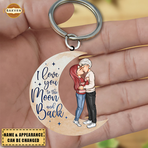 I Love You To The Moon And Back - Personalized Keychain