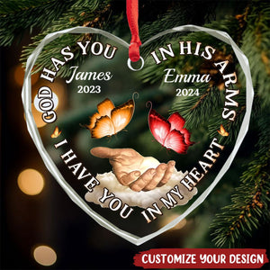 I Have You In My Heart - Memorial Personalized Custom Heart Glass Ornament, Christmas Gift For Family Members