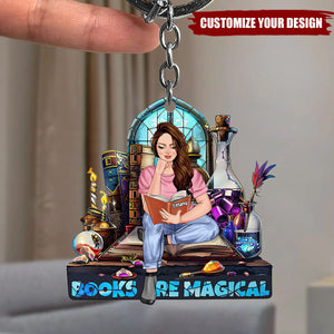 Reading Book Magical - Personalized Acrylic Keychain, Gift For Book Lover