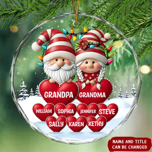 Every Time We Love, Every Time We Give, It’s Christmas - Family Personalized Custom Circle Glass Ornament - Christmas Gift For Grandpa, Grandma