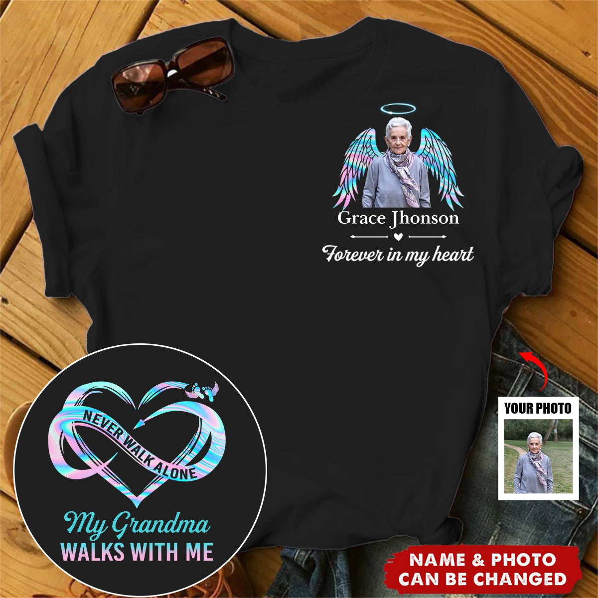 We Only Part To Meet Again - Memorial Personalized Photo Back And Front Printed Unisex T-shirt