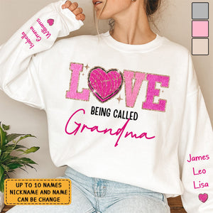 Love Being Called Grandma Pink Glitter Love Personalized Sweatshirt