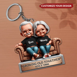 Growing Old Together Couple Personalized Acrylic Keychain