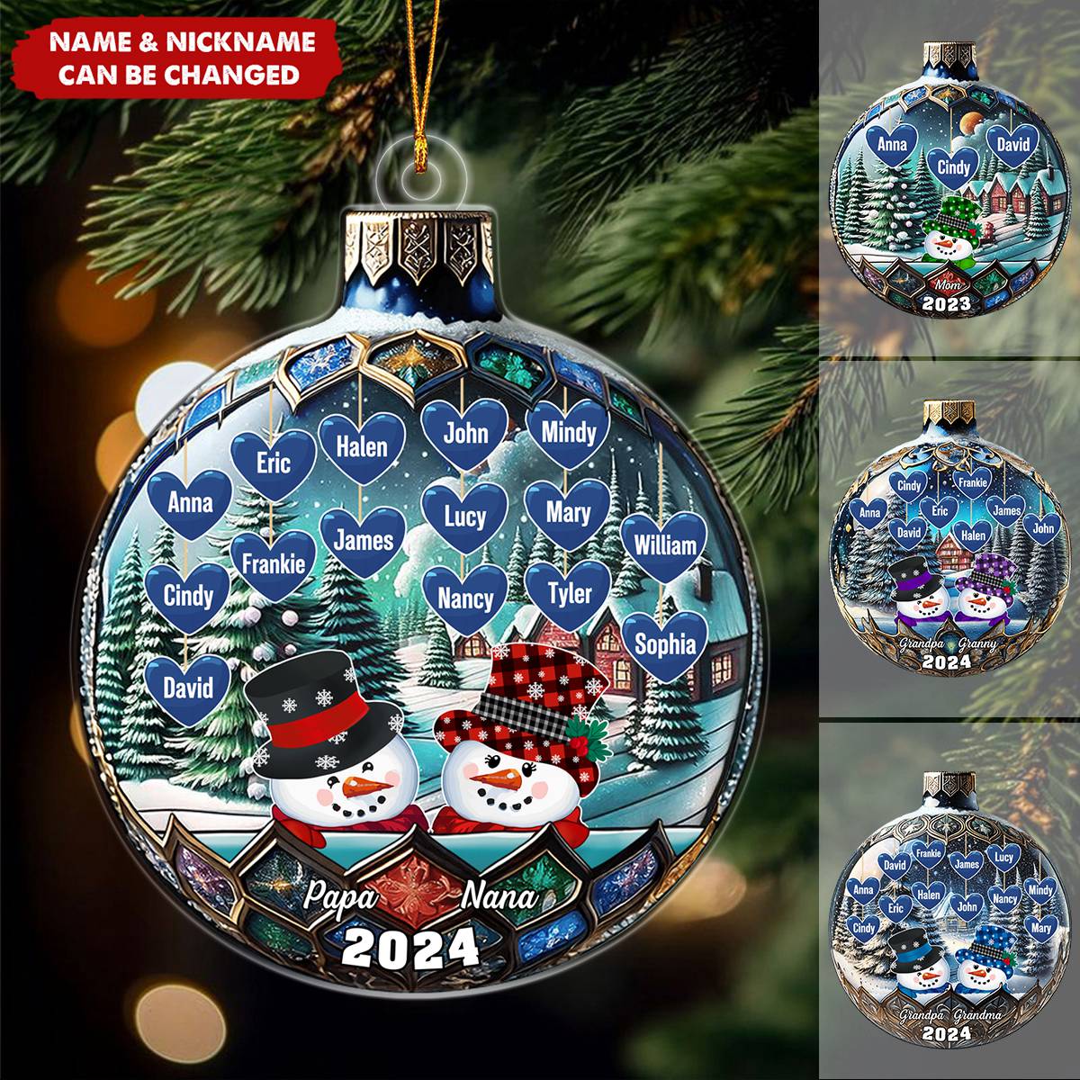 Snowman Grandparent - Personalized Custom Shaped Acrylic Ornament