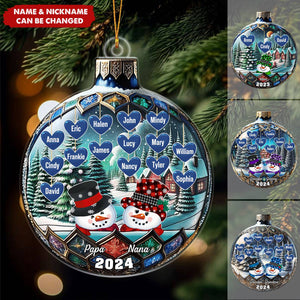 Snowman Grandparent - Personalized Custom Shaped Acrylic Ornament