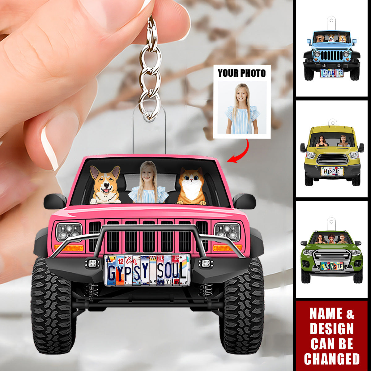 Pickup Truck Dog Cat - Personalized Acrylic Keychain