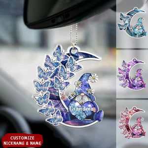 Sparkling Grandma Nana With Sweet Butterfly Kids Personalized Acrylic Car Ornament - Gift For Grandma/ Mother