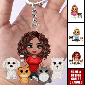 Just A Woman Who Loves Her Pets - Personalized Acrylic Keychain