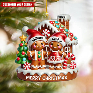 Gingerbread Couple Gingerbread House Personalized Acrylic Ornament