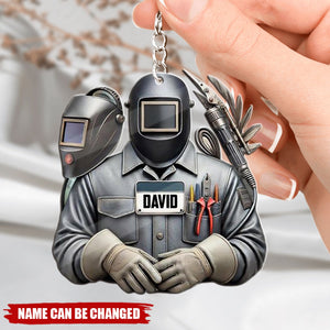 Celebrate The Craftsmanship Personalized Welder Acrylic Keychain