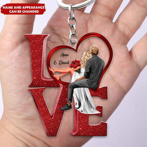 LOVE Couple Heart Keychain, Personalized Keepsake For Valentine's Day, Special Gift For Her, For Him