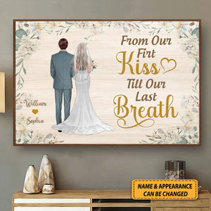 Back View Couple Wedding - My Favorite Place In All The World Is Next To You - Personalized Horizontal Poster