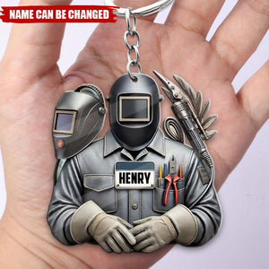 Celebrate The Craftsmanship Personalized Welder Acrylic Keychain