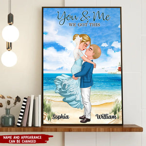 Personalized Married Engaged Doll Couple Kissing Hugging Poster