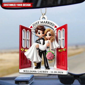 Wedding Couple Threshold - Personalized Acrylic Car Ornament, Gift For MR. & MRS.