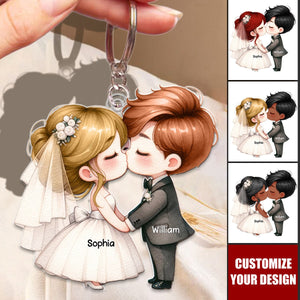 Couple Wedding Kissing - Personalized Acrylic Keychain