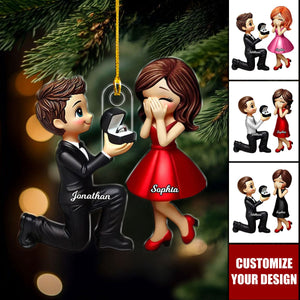 Newly Engaged Gift She Said Yes Personalized Acrylic Ornament