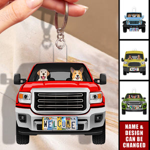 Pickup Truck Dog Cat - Personalized Acrylic Keychain