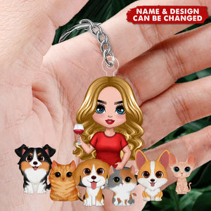 Just A Woman Who Loves Her Pets - Personalized Acrylic Keychain