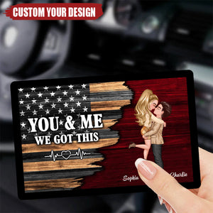 Hero Couple Hugging Kissing Half Flag Valentine's Day Gift by Occupation Gift For Her Gift For Him Personalized Car Visor