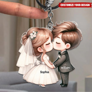 Couple Wedding Kissing - Personalized Acrylic Keychain