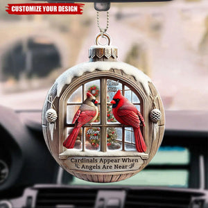 Memorial Cardinal Outside Window Sympathy Gift - Personalized Acrylic Car Ornament