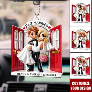 Wedding Couple Threshold - Personalized Acrylic Car Ornament, Gift For MR. & MRS.