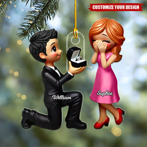 Newly Engaged Gift She Said Yes Personalized Acrylic Ornament