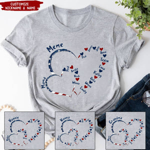 4th Of July Mom Grandma Heart Grandkids Personalized T-shirt