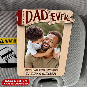 Gifts for Dad Grandpa Personalized Picture Frame Car Visor Clip